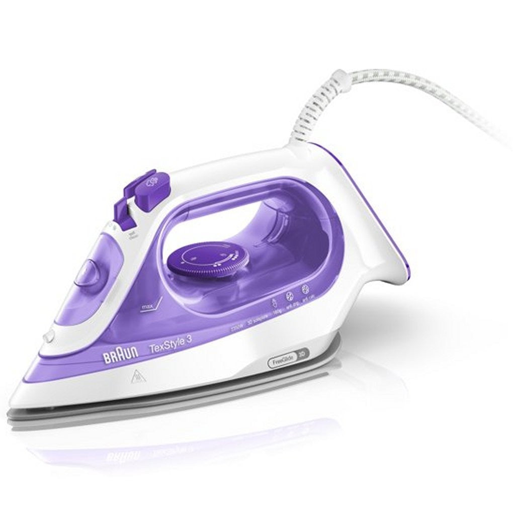 Braun SI3042VI TexStyle3 Steam Iron 2350W 270 ml lilla hvit