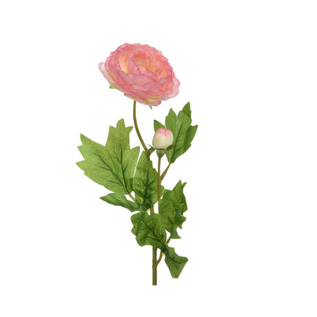 Decoris Kunstblume Ranunkelblume mit Knospe Polyester 8x10x57cm zartrosa