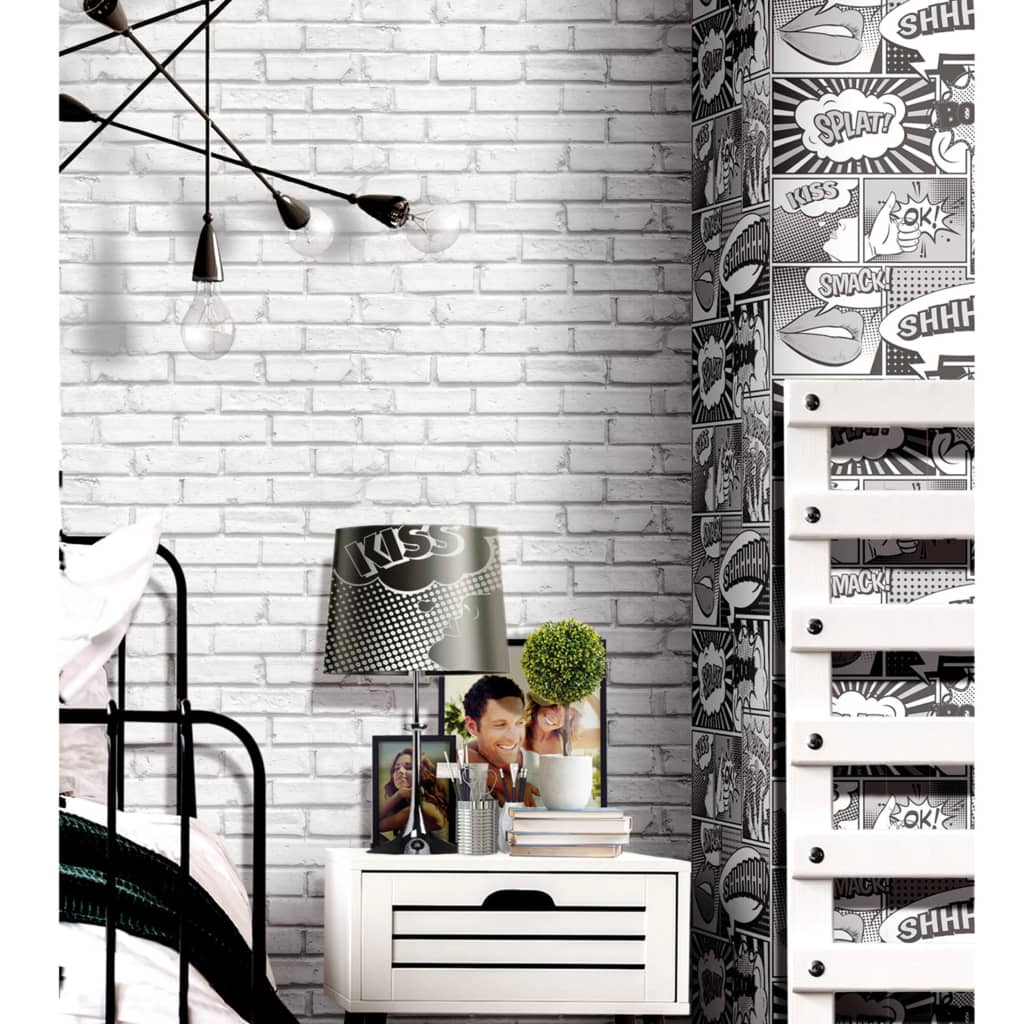 Noordwand Noordwand Wallpaper Urban Friends Coffee Bricks Gray and White