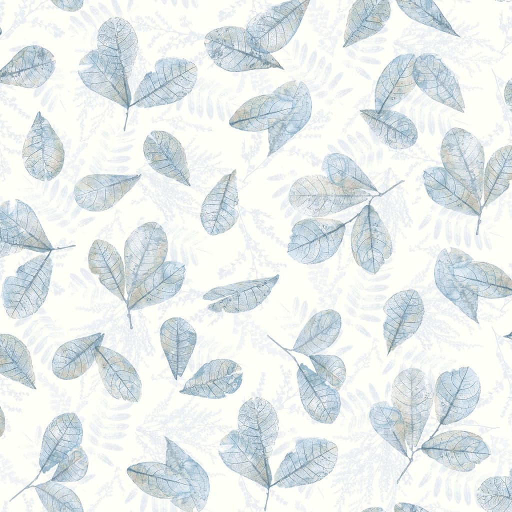 Noordwand Noordwand Wallpaper Evergreen Leaves White and Blue