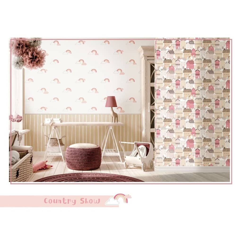 Noordwand Wallpaper Noordwand Baby Rainbows bianco e rosa