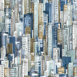 North Wall Noordwand Wallpaper Friends Coffee Cities and Skyline Blue