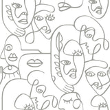 Noordwand Noordwand Wallwand Friends Coffee Line Art Faces White and Metallic