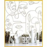 Noordwand Noordwand Wallwand Friends Coffee Line Art Faces White and Metallic