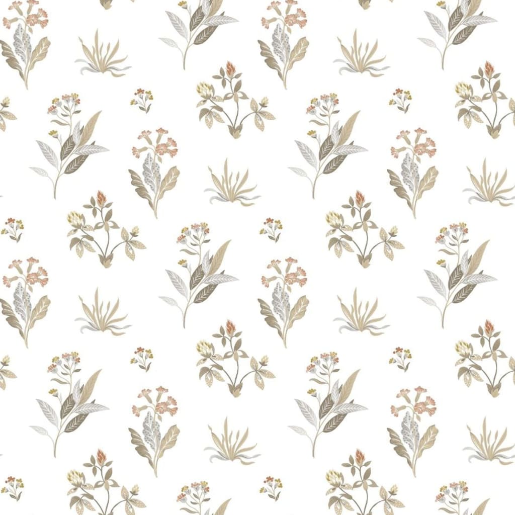 Wall Wall North Wall Wallpaper Blooming Garden 6 fiori e piante bianche e grigie