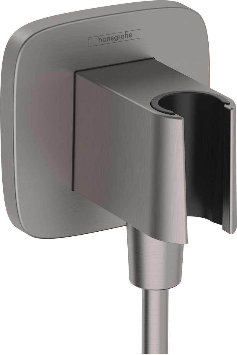 Hansgrohe fixfit - muuraansluitbocht met handdouchehouder, geborsteld zwart chroom 26887340