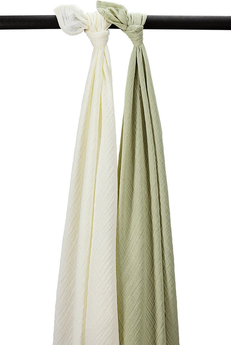 Meyco Baby-Uni-Wickeltuch – 2er-Pack – vorgewaschen, hydrophil – naturweiches Olivgrün – 120 x 120 cm