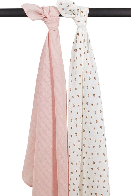 Meyco baby mini panther swaddle - 2-pack - hydrophilic - soft pink - 120x120cm
