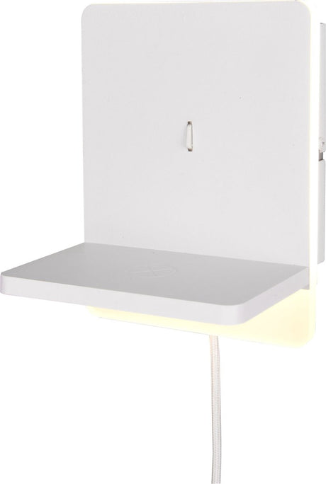 Trio Fairfield - Wandleuchte - weiß matt - inkl. 1x SMD 9W - USB-Anschluss mit Ladefunktion - Dimmschalter - Wandmontage - nicht extern dimmbar - induktive Ladestation - geeignet für Festmontage oder Stecker - USB-C-Anschluss mit Ladefunktion