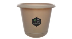 Plastic flower pot taupe dia11x10cm