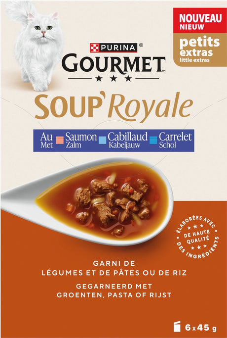 Gourmet Katzenfutter Nasssuppe Royale - Lachs - 4 x 6x45g
