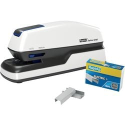Schneller kontaktloser elektrischer Hefter Optima Gripe – Heftkapazität bis zu 20 Blatt – weiß