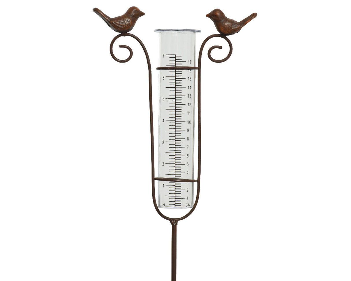 Decoris Regenmesser Polyresin H115cm mit Vögeln