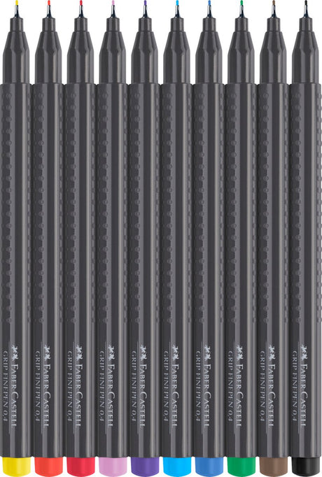 Faber-castell fineliner - grip - 0,4mm - etui 10 stuks assorti - fc-151610