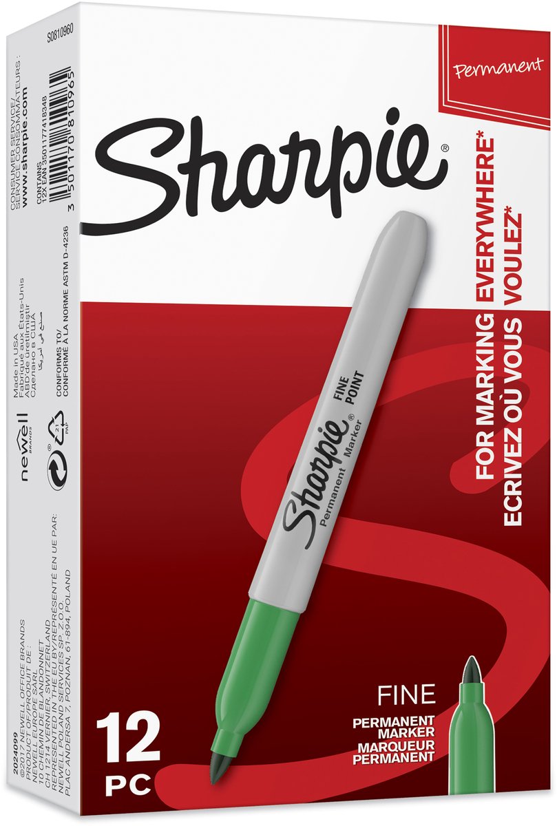 Sharpie Marker Fine Beef Spitze grün, 12 Stück