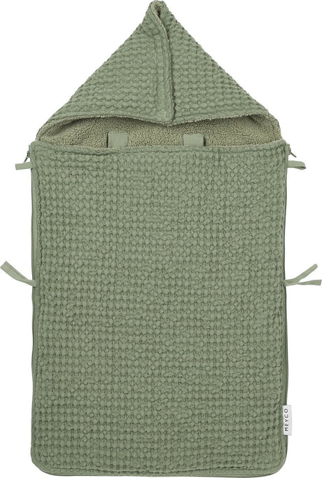 Meyco Baby Waffel-Teddy-Fußsack – olivgrün – 40 x 82 cm