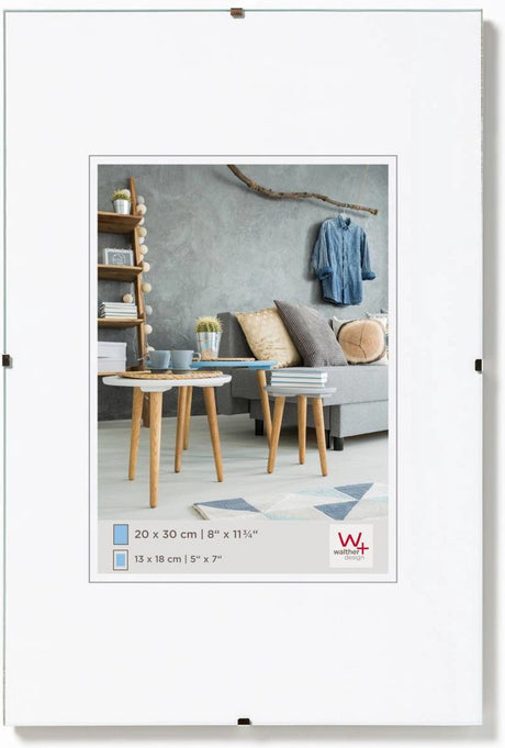 Walther Fotorahmenlose Gemäldehalter (Cliprahmen) – Rahmengröße 30x40 cm – entspiegeltes Glas
