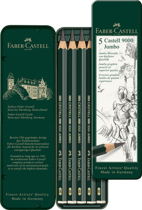 Faber-Castell Graphitstift-Set – Serie 9000 Jumbo – Blechetui mit 5 Stück – FC-119305