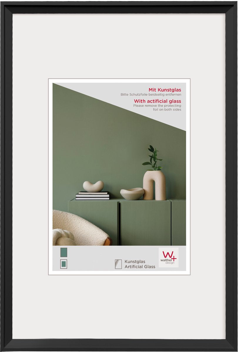 Walther Wunsch - Kunststoffrahmen - Fotogröße 40x60 cm - Kunstglas - Schwarz
