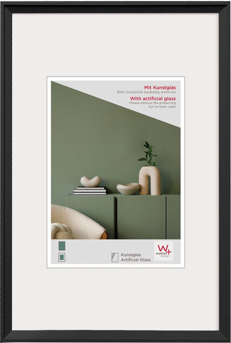 Walther Wunsch - Kunststoffrahmen - Fotogröße 40x60 cm - Kunstglas - Schwarz