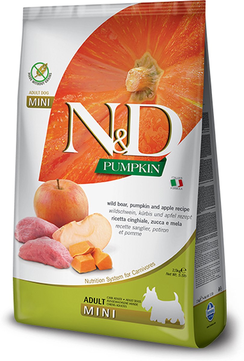 N d farmina gf Kürbis Hund Wildschwein Apfel Erwachsener Mini 2,5 kg
