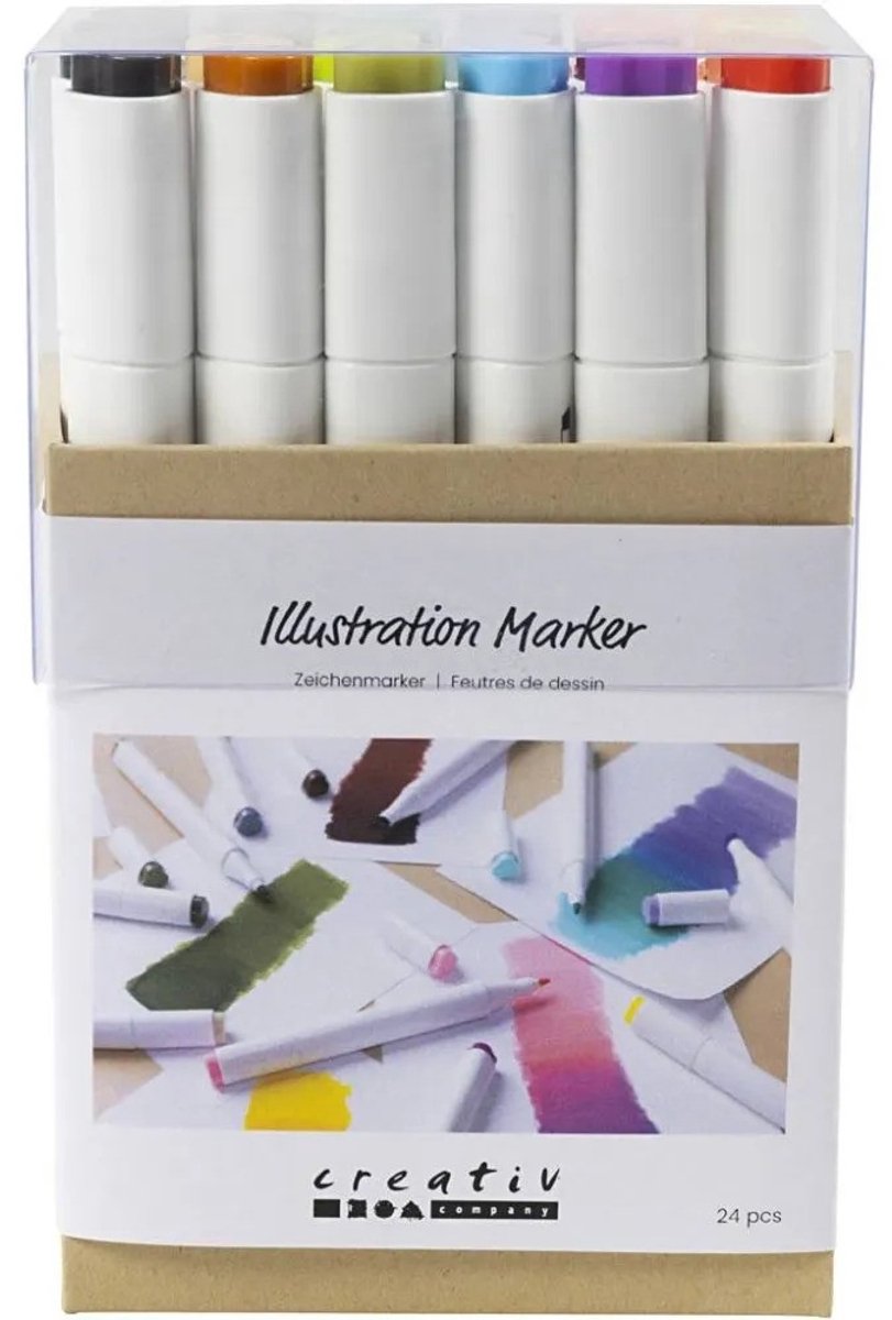 Kreativunternehmen https: www.cchobby.nl Zeichenmarker-Linienstärke-1-8-mm-Pastellfarben-Standardfarben-24-Stück-1-Box