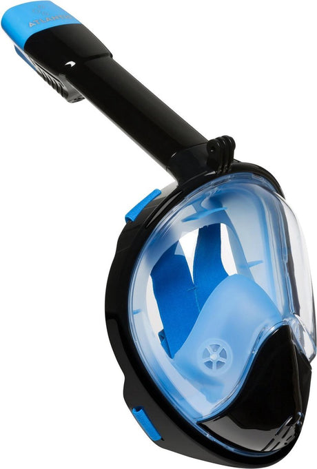 Atlantis Schnorchelmaske 2.0 - Taucherbrille - Schnorchel - Schnorchelset - Vollgesichtsmaske - Erwachsene - Schwarz Blau - S m