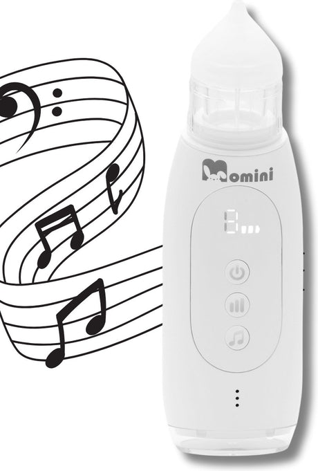 Momini Breezy Automatischer Nasenreiniger – Nasensauger für Kinder – Selbstreinigend – Musikfunktion – IPX6 wasserbeständig – Weiß