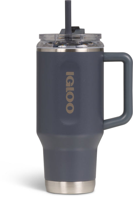 Igloo - Flip 'n' Sip - Trinkbecher mit Strohhalm - Schwarz - 0,946l - Thermoskanne - Edelstahl - Trinkbecher für die Schule