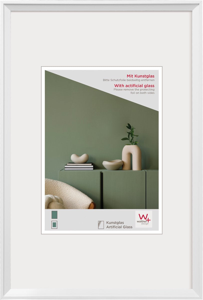 Walther Wunsch - Kunststoffrahmen - Fotoformat 30x40 cm - Kunstglas - Weiß