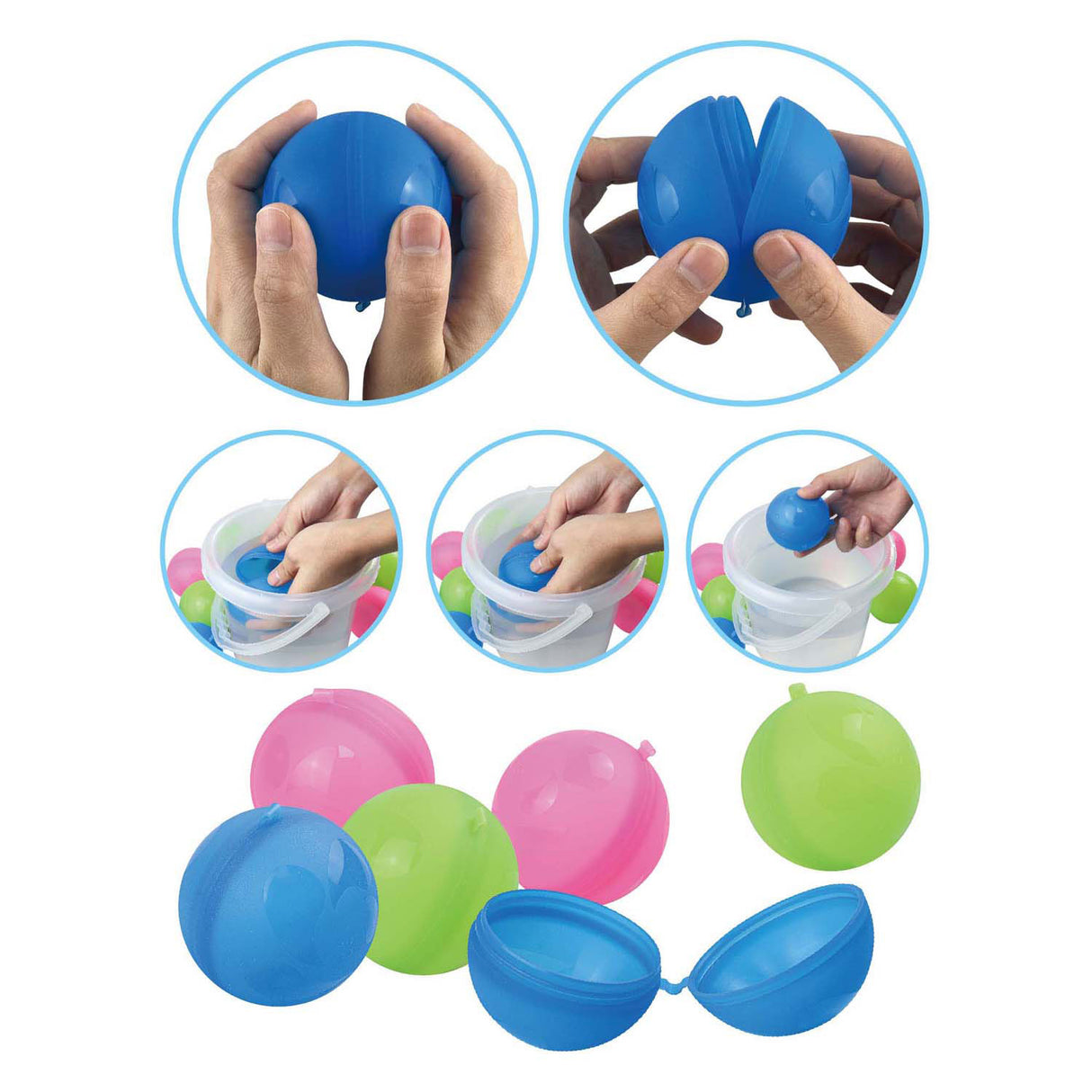 Playfun nachfüllbare Wasserbälle, 6 Stk.