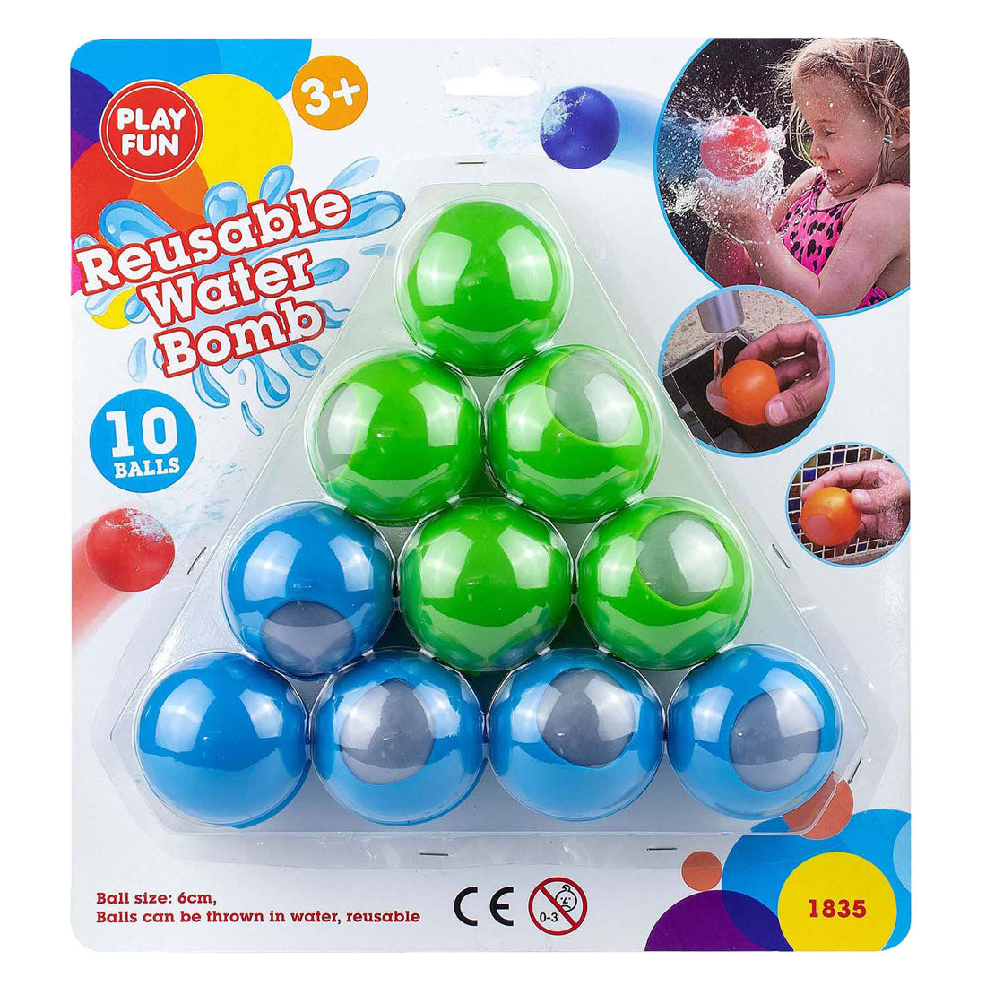 Playfun wiederverwendbare Wasserbälle, 10 Stück.