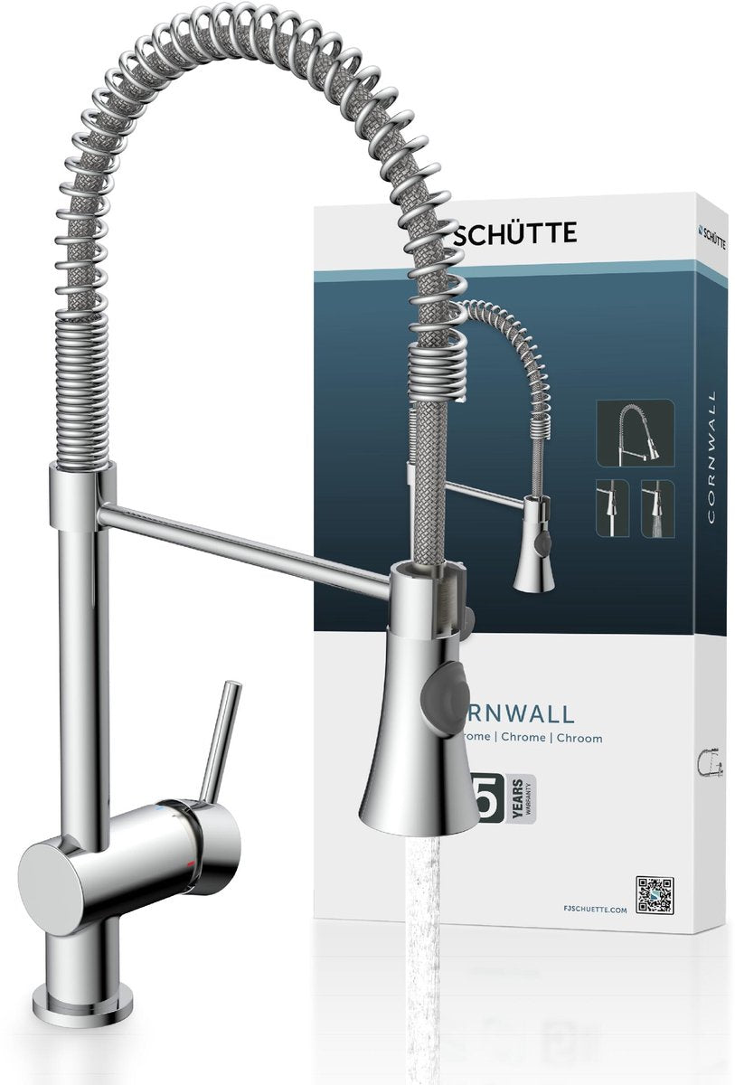 Schütte Cornwall Design Küchenarmatur - Mischbatterie - Schwenkauslauf mit Spiralfeder - Chrom
