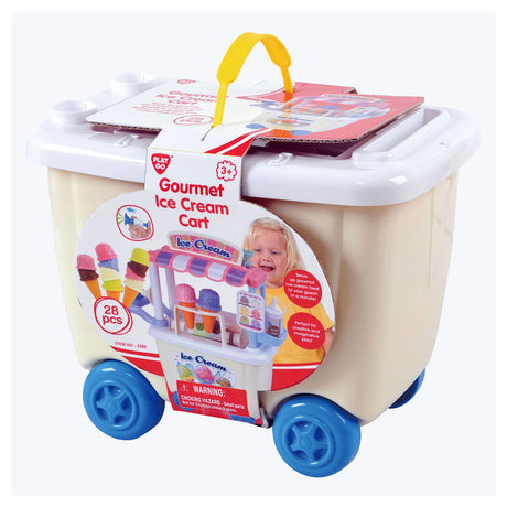 Playgo-Spielzeugladen für Kinder – Schiebewagen – Eisstand mit Eis – Tonset – Eiscreme-Ton