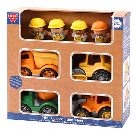 Playgo Mini-Baufahrzeuge mit Figuren-Spielset – 8-teilig.