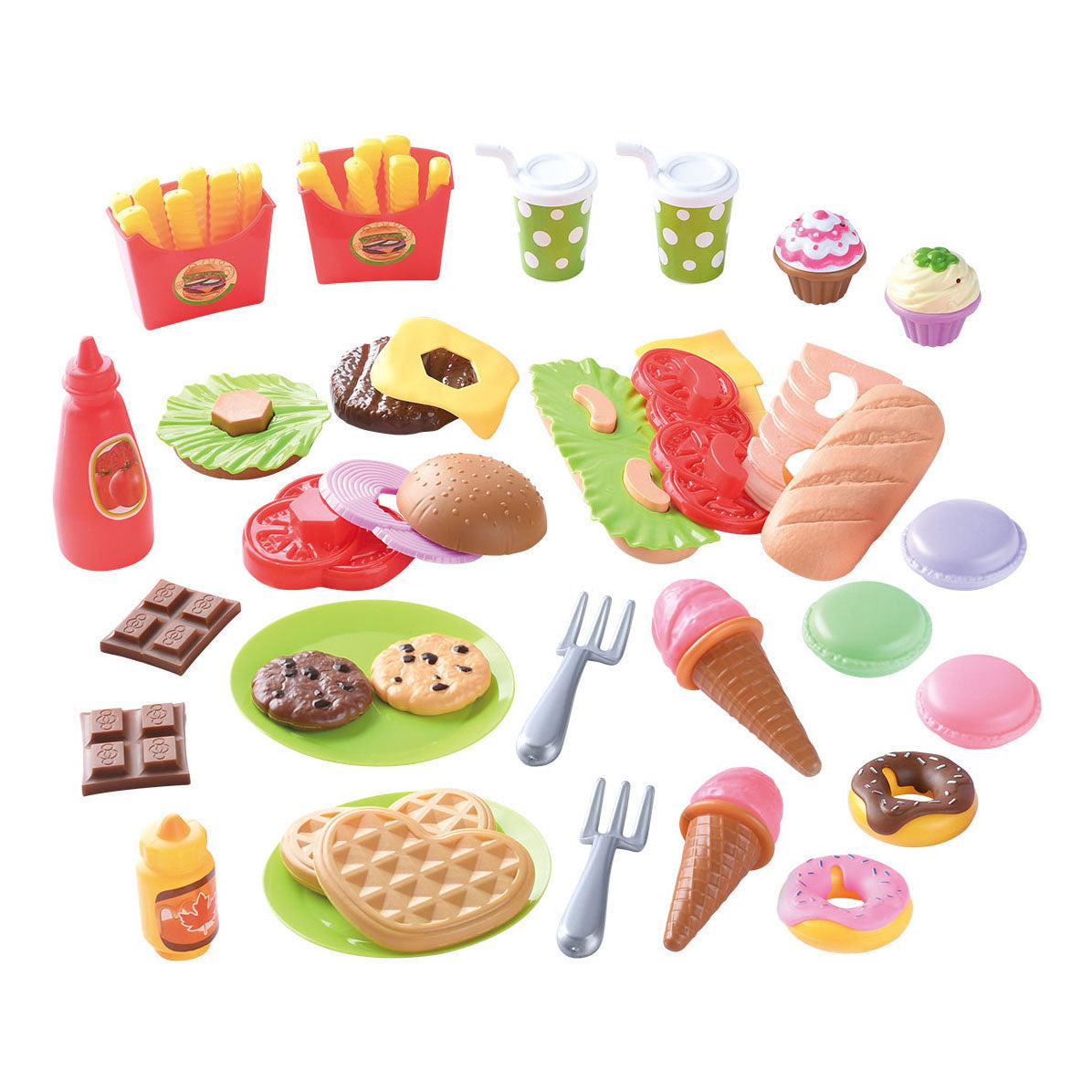 Playgo Spielzeug-Essen, Mittagessen und Snacks, Spielset – 60 Teile.