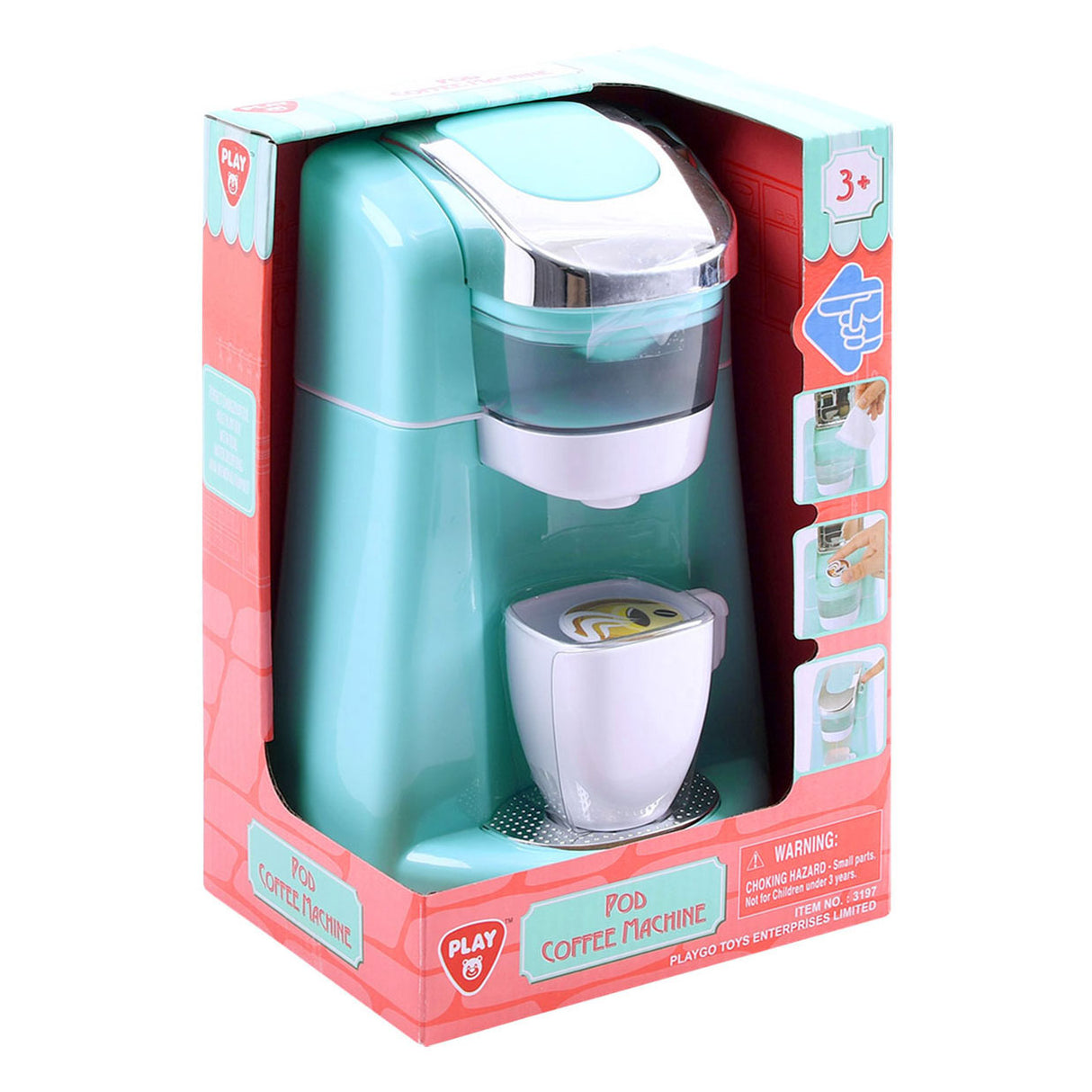 Play koffiemachine blauw met cups, 4dlg.