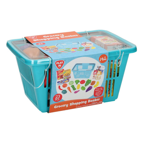 Playgo Einkaufskorb mit Einkaufsspielset – 23-teilig.