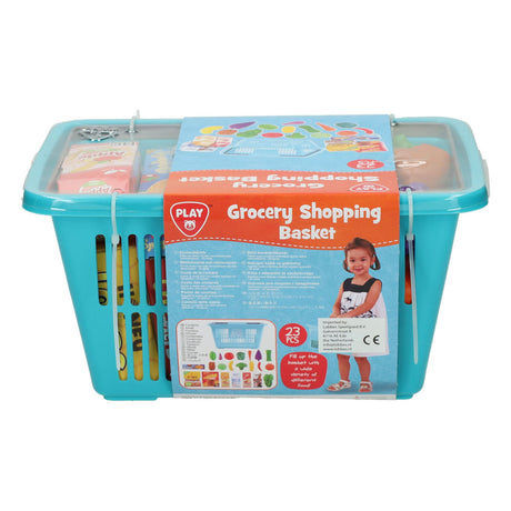 Playgo Einkaufskorb mit Einkaufsspielset – 23-teilig.