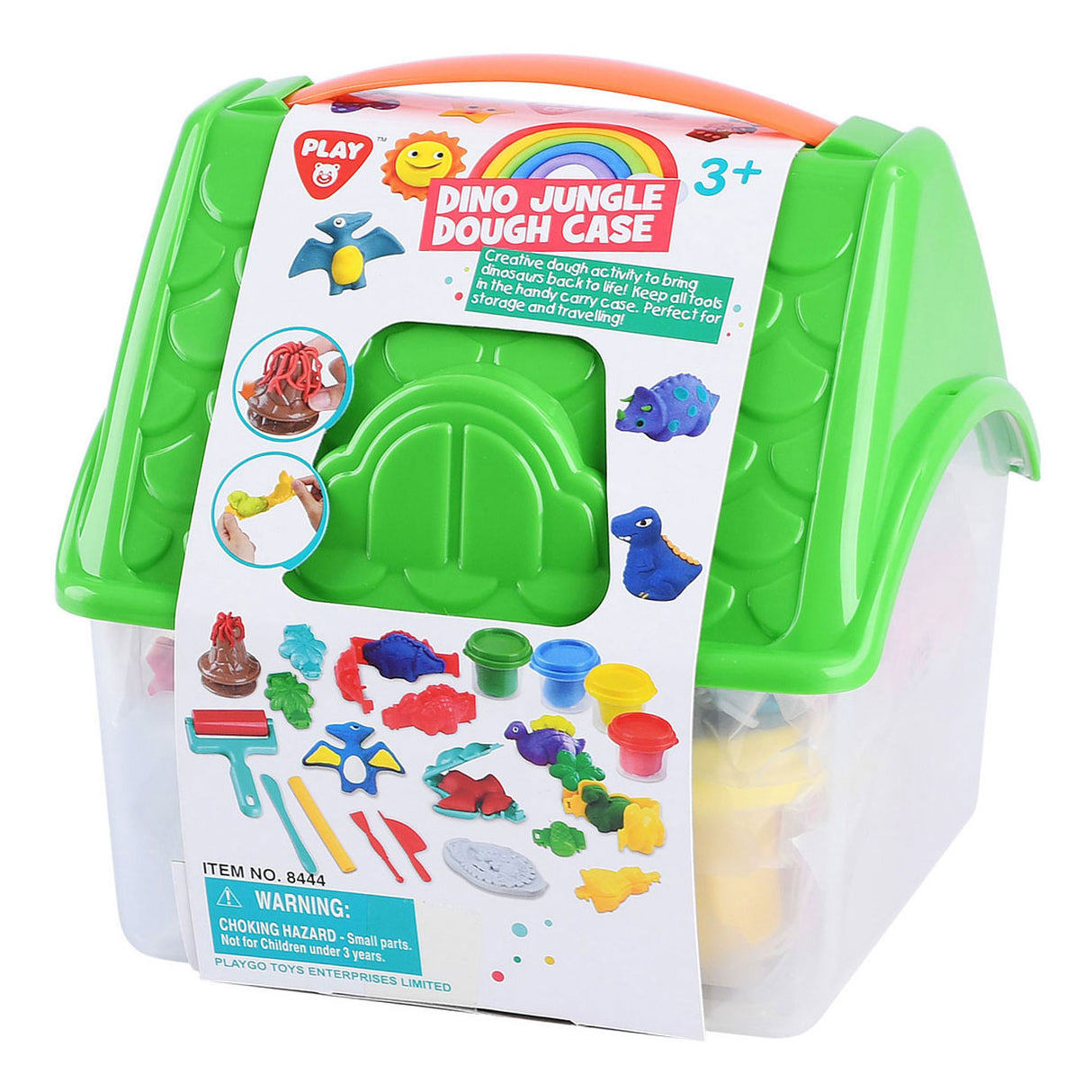 Spielen Sie Dino-Dschungel-Ton-Set in Aufbewahrungsbox, 4 Tontöpfe