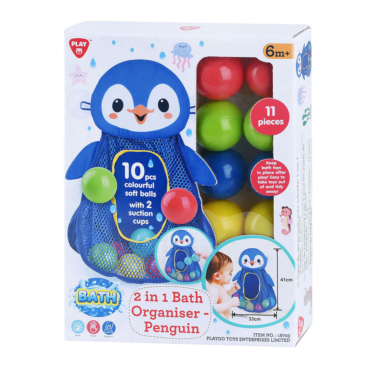 Juega al almacenista de Bath Tars Penguin con bolas, 11dlg.