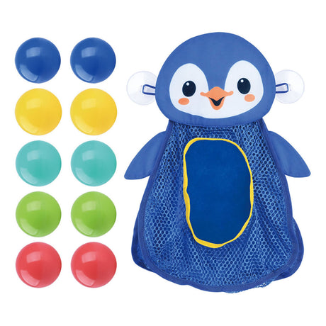 Playgo Badespielzeug-Aufbewahrung Pinguin mit Bällen – 11 Stück.