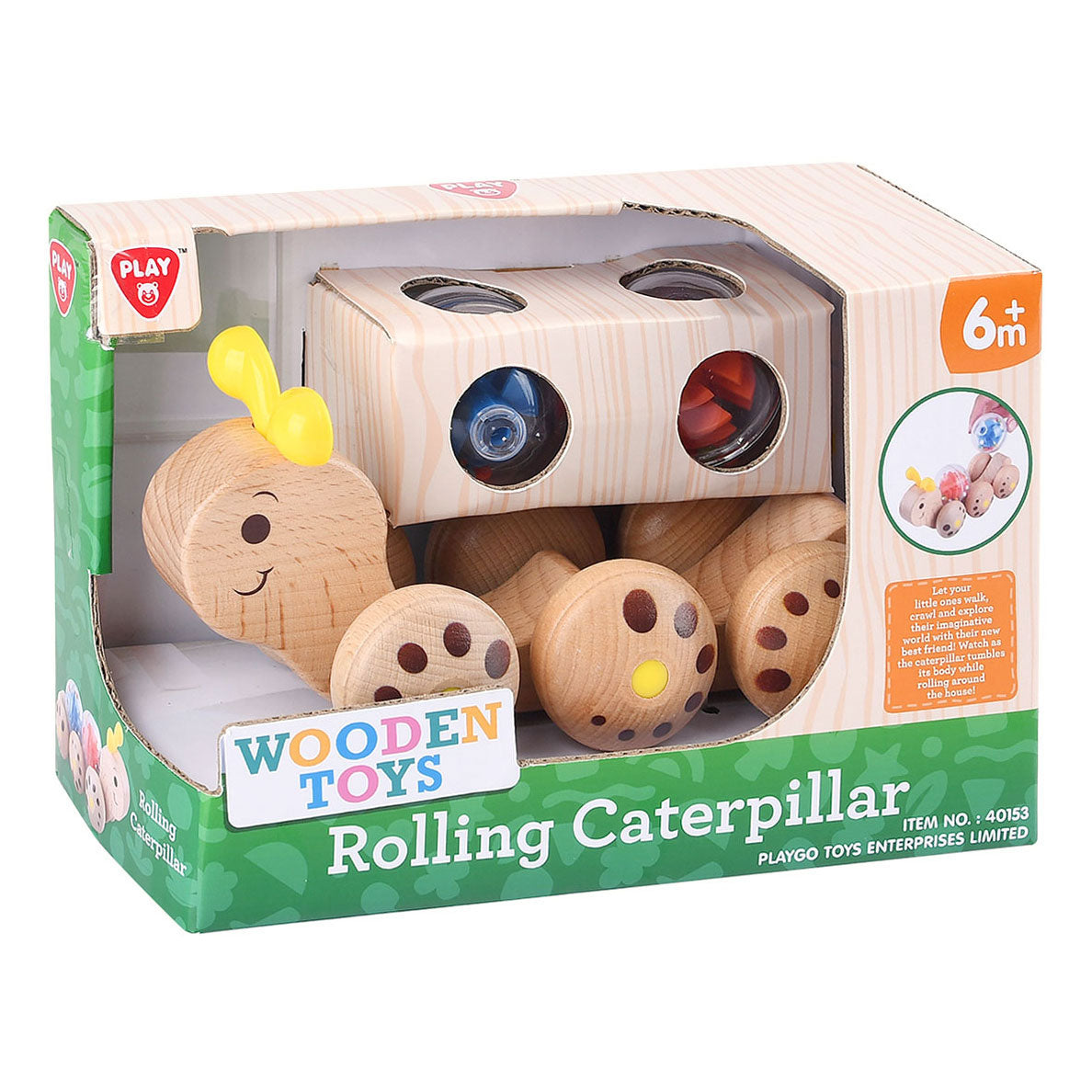 Playgo spielt rollende Raupe aus Holz