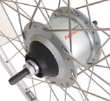 Hinterrad 28 Nexus 8 Rollerbrake -Hub mit silbernen Rand und Edelstahl -Speichen