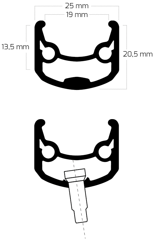 Ryde velg andra 30 26 559 x 19c aluminium 32 hål 14g svart skärpad