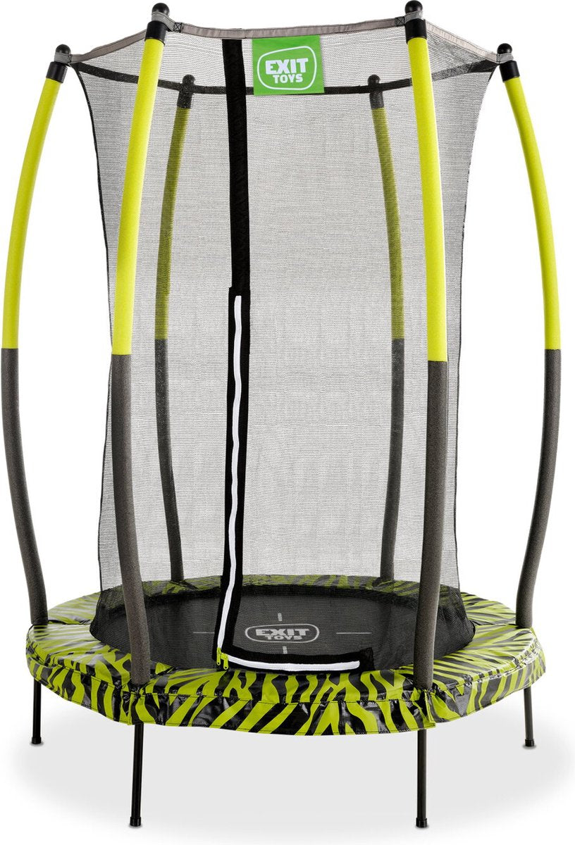 Exit toys exit tiggy trampoline ø140cm - met veiligheidsnet - rond - kindertrampoline - zwart groen