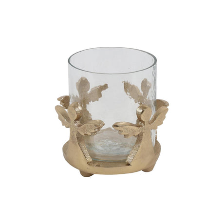 Countryfield theelichthouder engelen s goud glas metaal ã˜10xh10cm