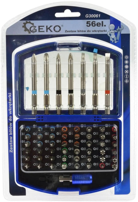 Geko Bohrer- und Schraubbit-Set – 56-teilig – CRV-Stahl – 25 mm 75 mm Bits