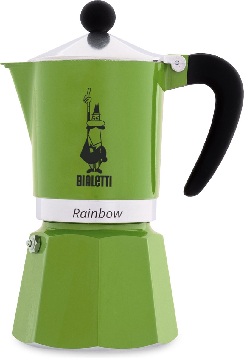 Bialetti Rainbow Green 3 Tasse – Espressokanne – Aluminium – 130 ml