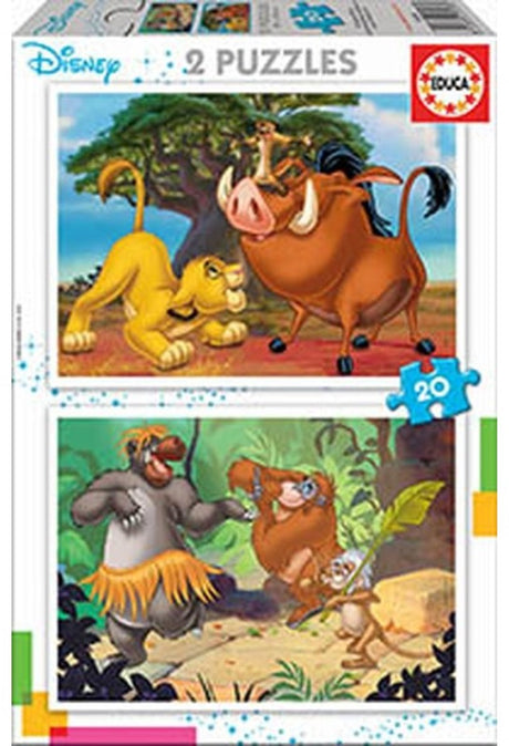 Educa-Puzzle - Disney-König der Löwen und Dschungelbuch - 2 x 20 Teile